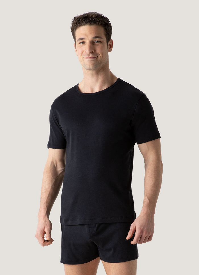 Men's Sea Island Cotton Underwear T-shirt in Black