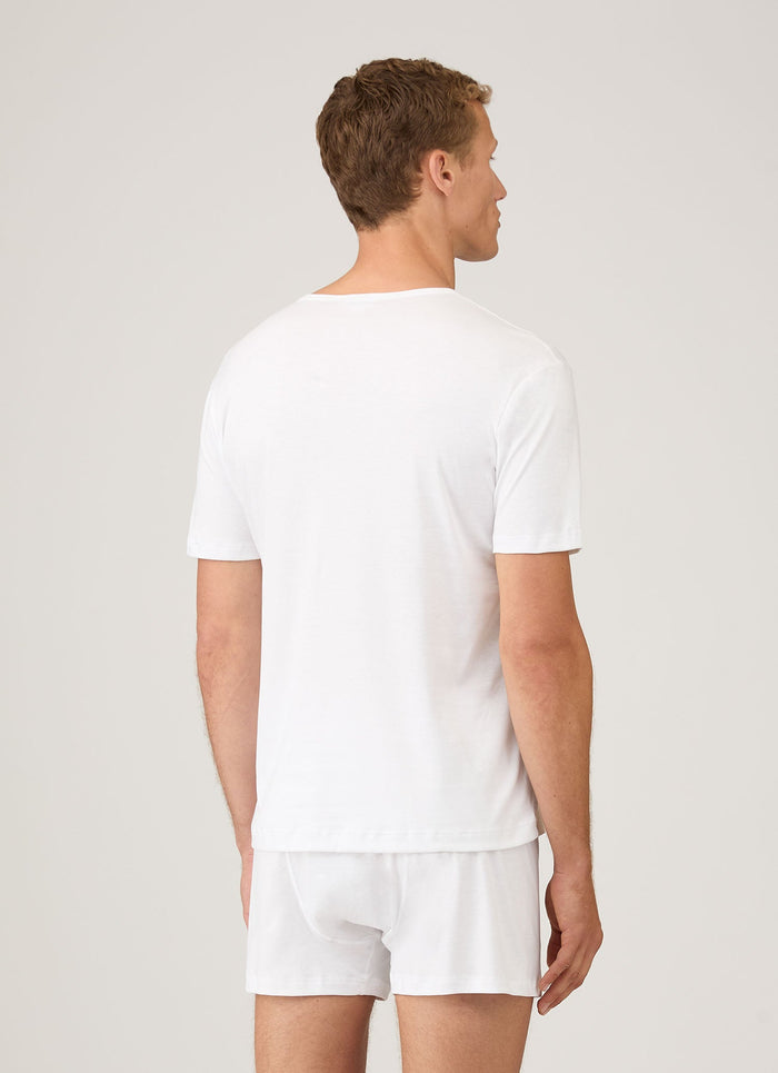 Men's Sea Island Cotton Underwear T-shirt in White