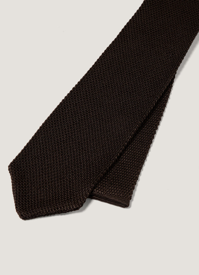 Men's Silk Knitted Tie in Dark Chocolate