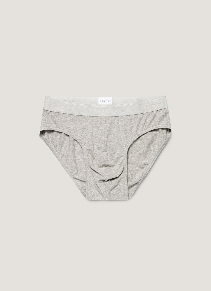 Men's Stretch Cotton Briefs in Grey Melange