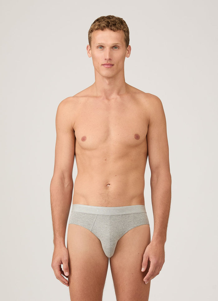 Men's Stretch Cotton Briefs in Grey Melange