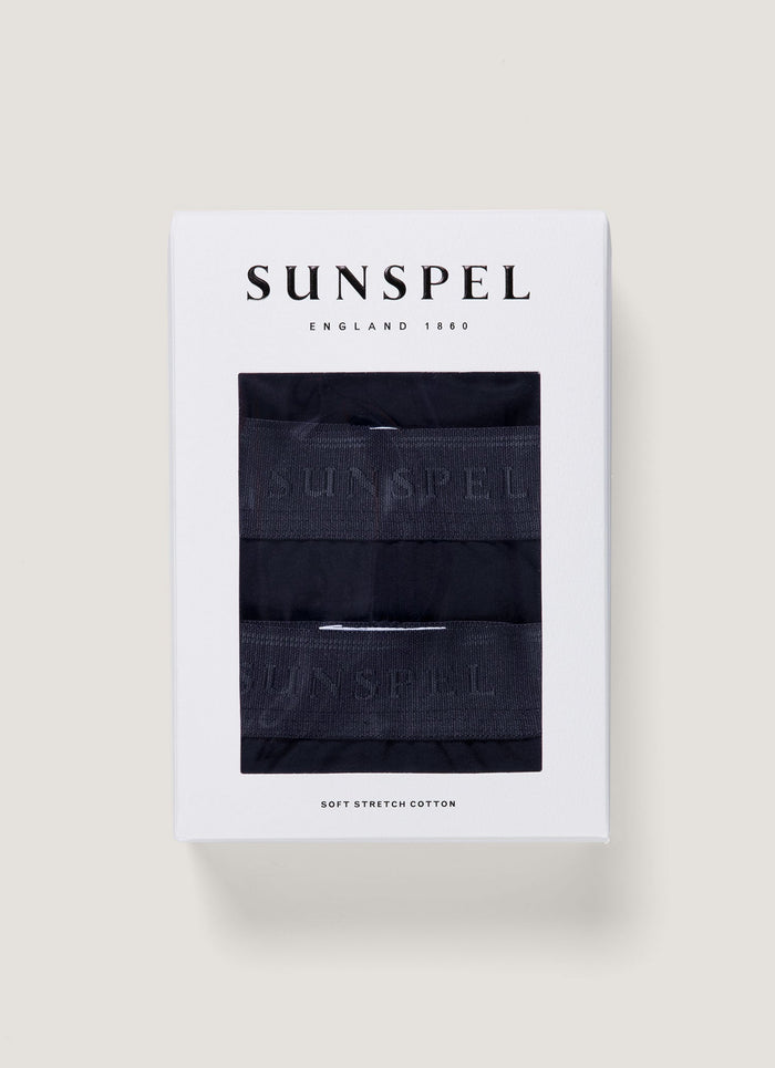 Men's Stretch Cotton Trunks 3-Pack in Navy