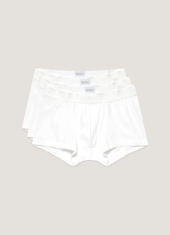 Men's Stretch Cotton Trunks 3-Pack in White
