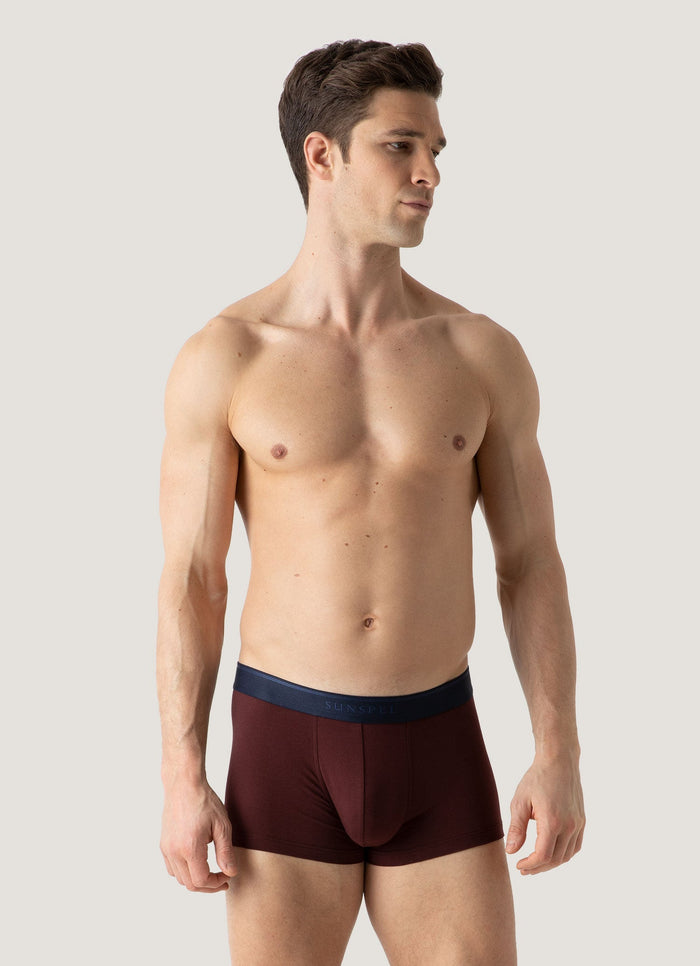 Men's Stretch Cotton Trunks in Maroon