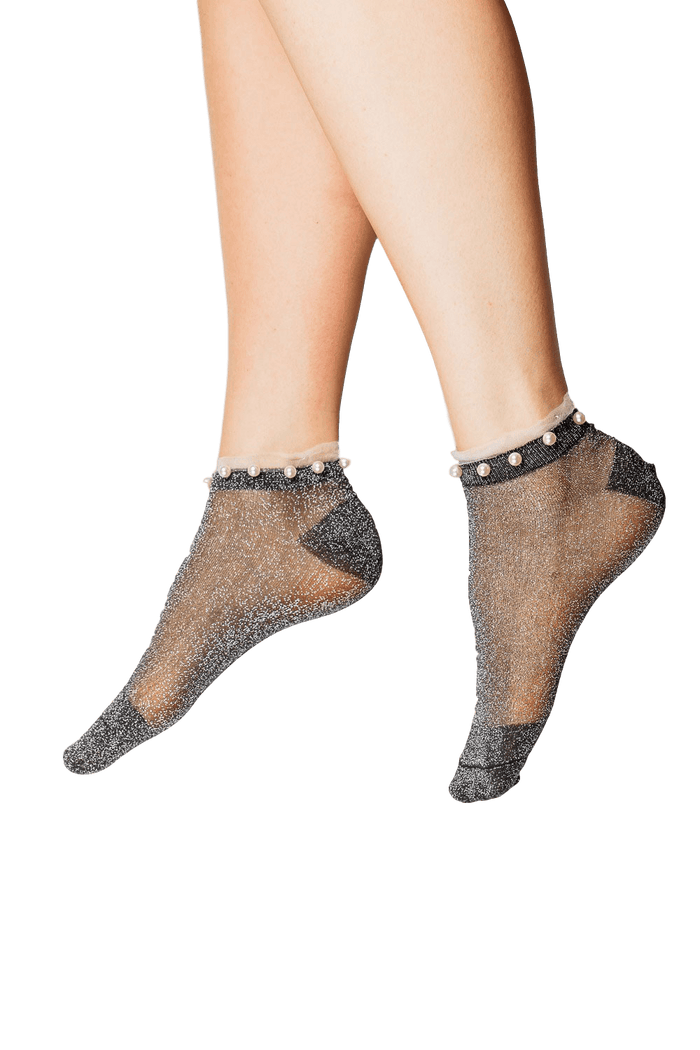 Mesh Beaded Trainer Sock 506