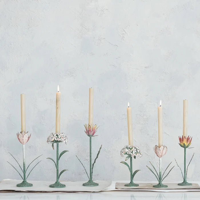 Metal Flower Taper Holder - Madison's Niche