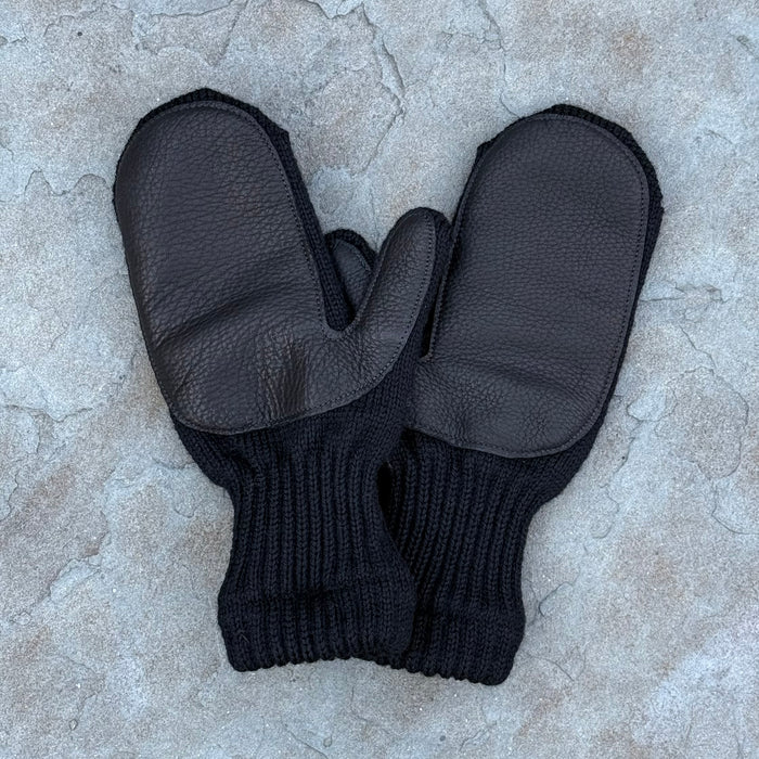 Mitten with Deer Skin - Black on Black