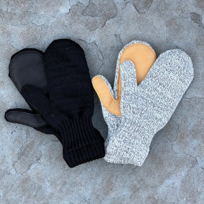 Mitten with Deer Skin - Black on Black