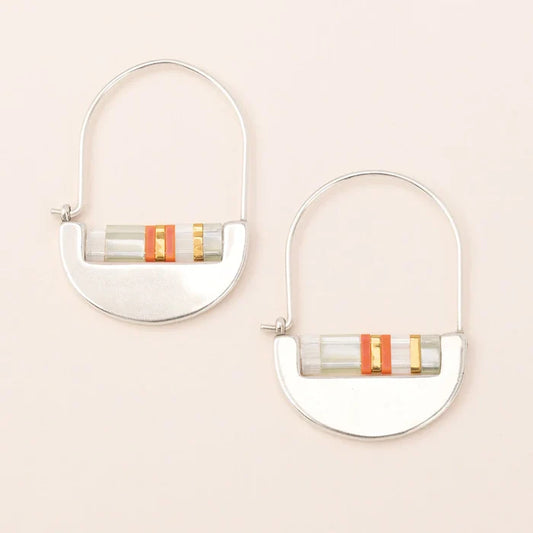 Miyuki Crescent Hoops in Mist Silver - Madison's Niche