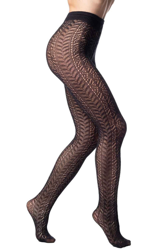 Trasparenze mizar chevron tights  worn by a person on a white background
