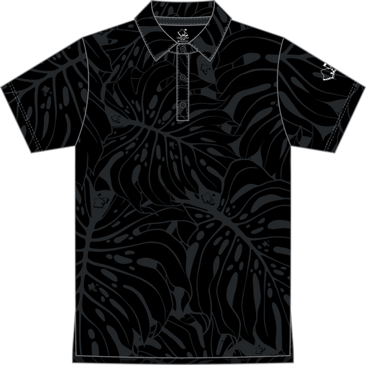 "Monstera 2.0" Obsidian Black - OGA Youth Polo - Black