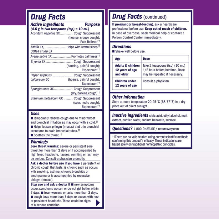 Nature's Way Boericke & Tafel Nighttime Cough & Bronchial Syrup, Cough Suppressant??, Promotes Restful Sleep??, 4 Fl. Oz - The Oasis of Health