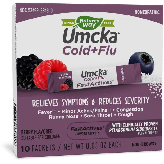 Nature's Way Umcka? Cold+Flu FastActives?, Shortens Colds & Reduces Severity, Fever**, Minor Aches/Pains**, 10 Packets - The Oasis of Health