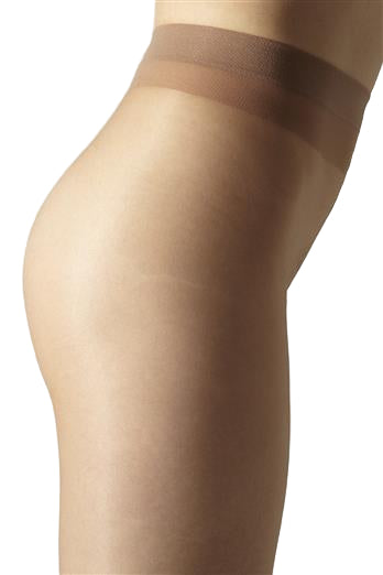 Close-up of a model  wearing natural tights  on a white background