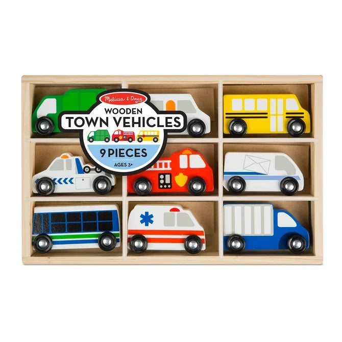 *NEW* Melissa & Doug Wooden Town Vehicles Set