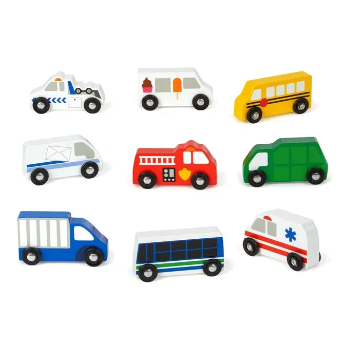 *NEW* Melissa & Doug Wooden Town Vehicles Set