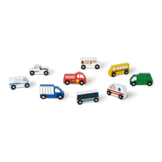 *NEW* Melissa & Doug Wooden Town Vehicles Set