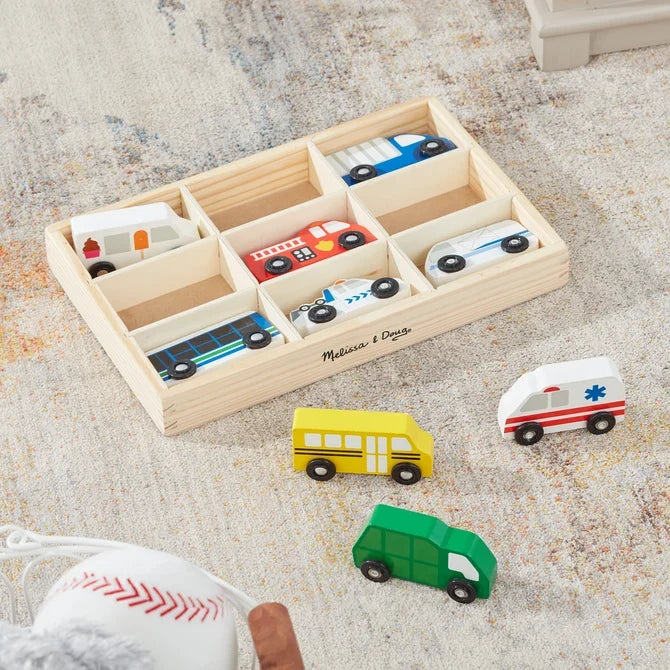 *NEW* Melissa & Doug Wooden Town Vehicles Set