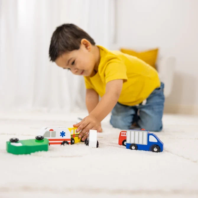 *NEW* Melissa & Doug Wooden Town Vehicles Set