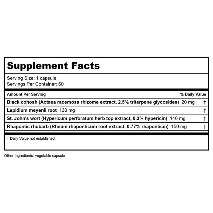 Menopause SAP 60 Capsules - Supplement Facts panel