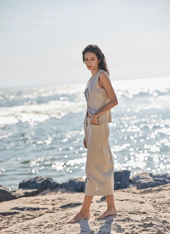 Nixie Linen Long Pencil Skirt - Madison's Niche