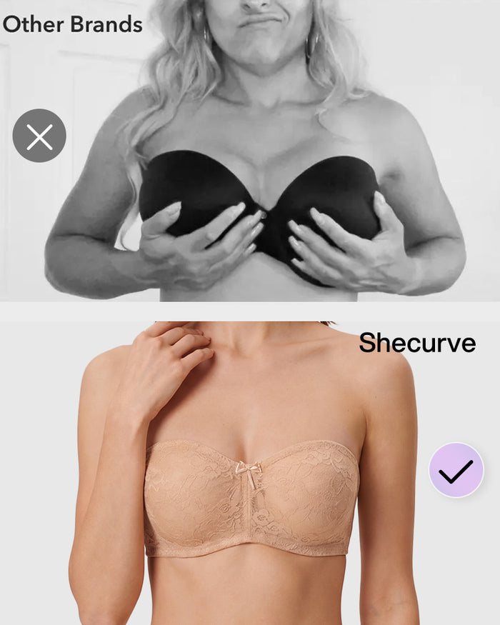No Slip Strapless Lace Push Up Bra