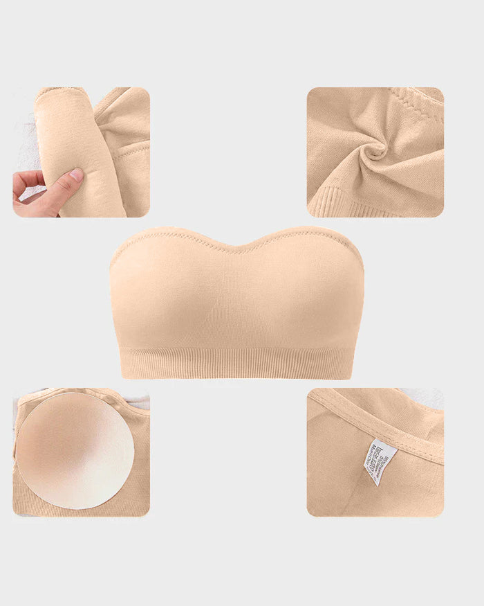 Non-Slip Bandeau Seamless Wireless Strapless Bra