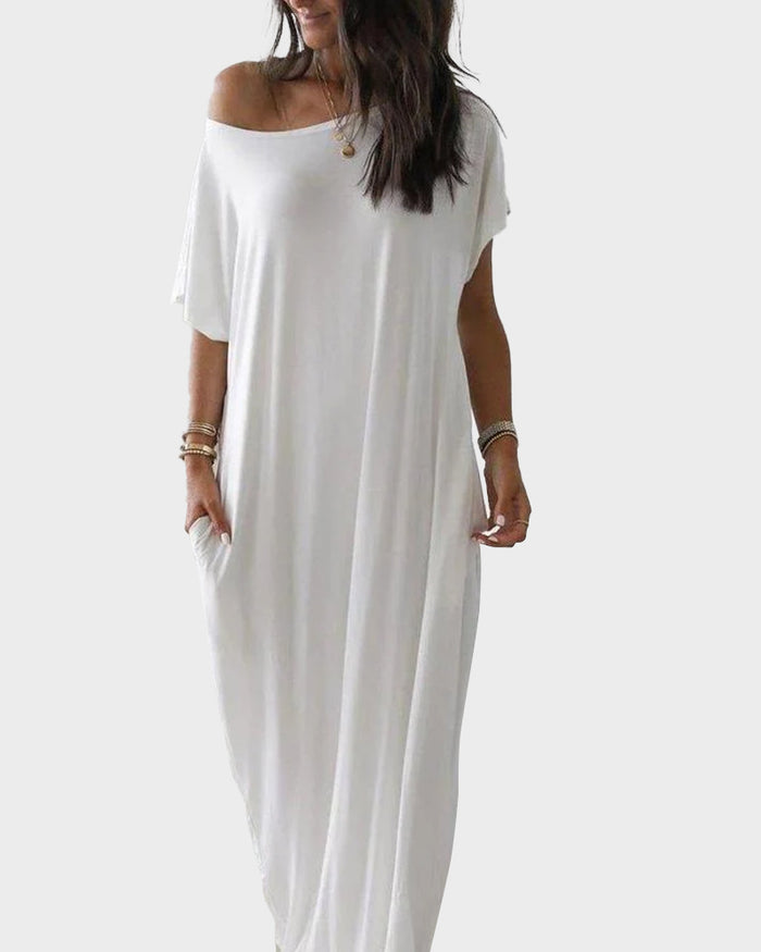 Off-Shoulder Batwing Sleeve Maxi Lounge Dress