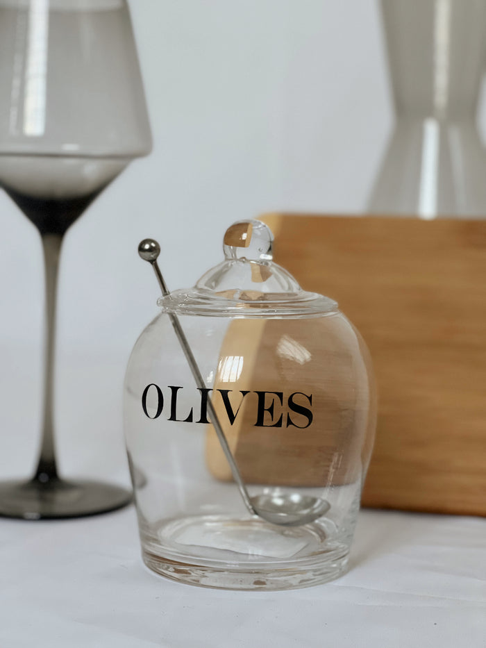 Olive Jar With Spoon - Madison's Niche