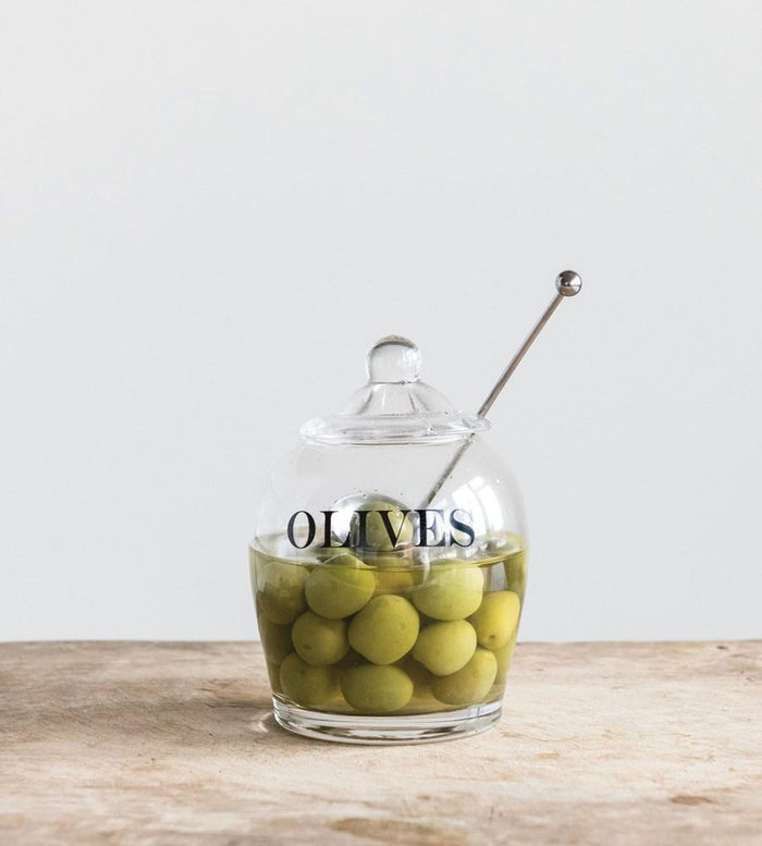 Olive Jar With Spoon - Madison's Niche