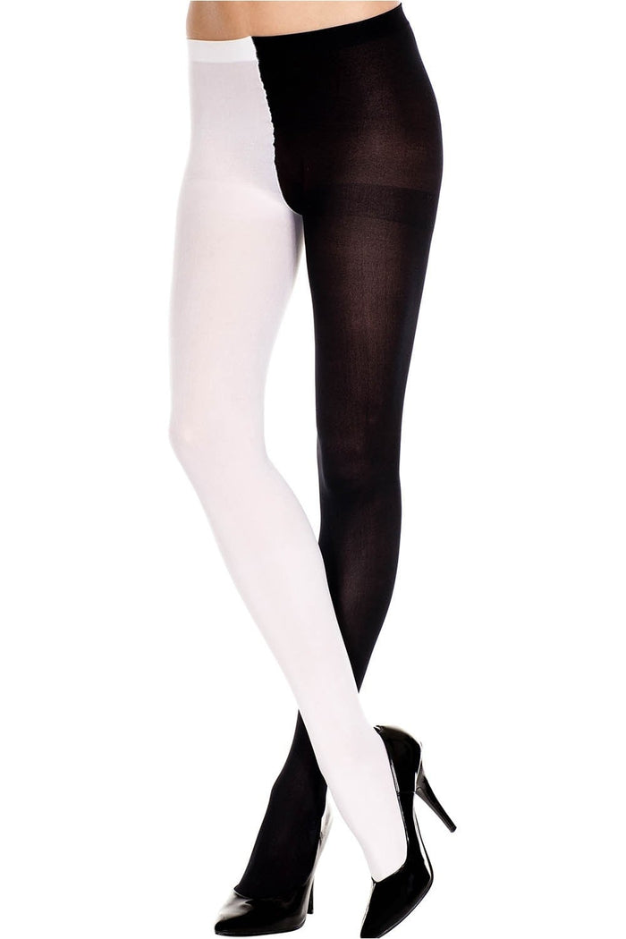 White and black jester  tights on a white background