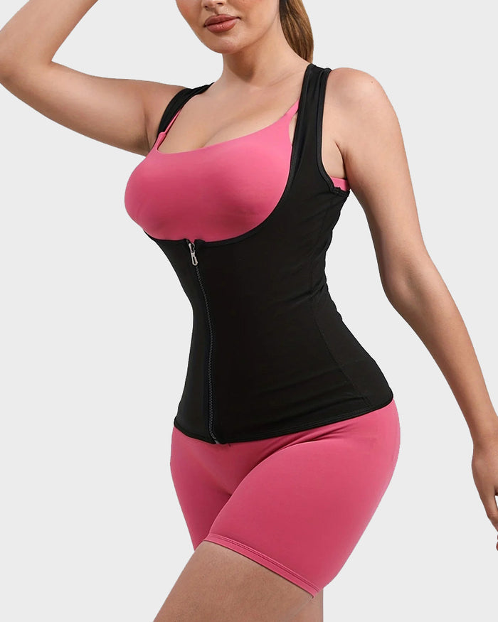 Open Bust Zipper Sauna Suit Tank Top