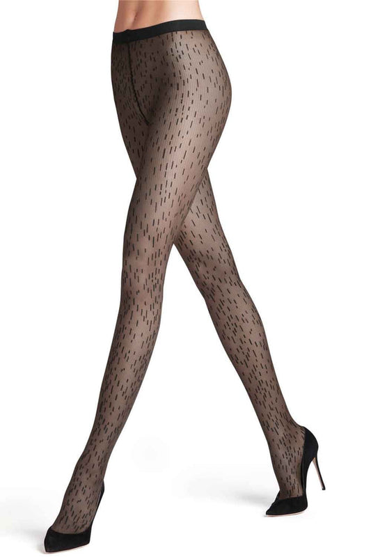 Falke origin flaw patterned  tights worn by a person on a white background