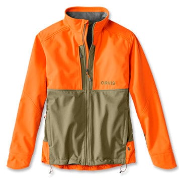 Orvis Men's Upland Hunting Softshell Jacket Orvis Tan/Blaze / MD Men's Hunting Jackets Rivers and Glen Trading Co