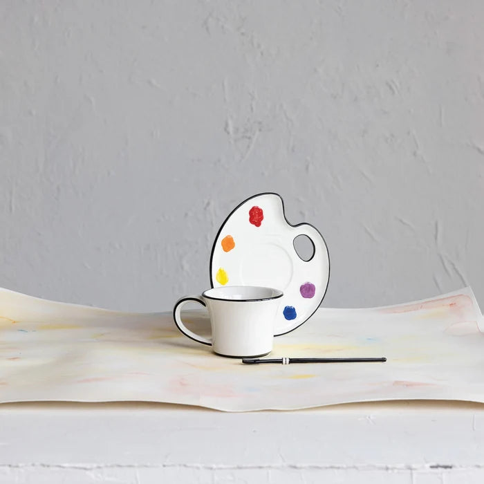 Paint Palette Cup, Saucer & Stir - Madison's Niche