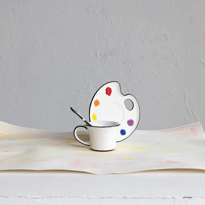 Paint Palette Cup, Saucer & Stir - Madison's Niche