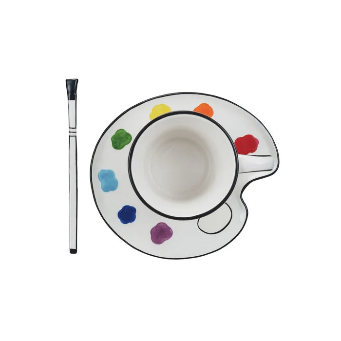 Paint Palette Cup, Saucer & Stir - Madison's Niche