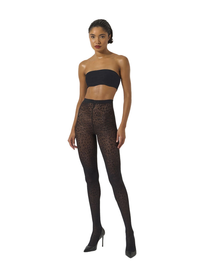 Wolford  Pantera patterned tights in black on a white backgroud