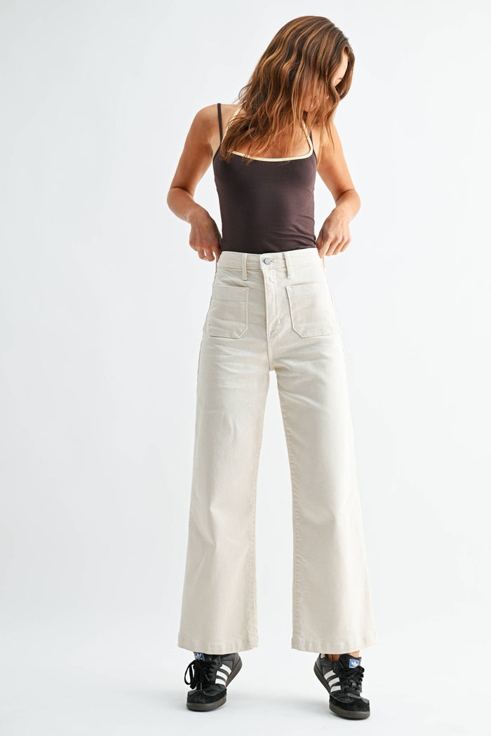 Patch Pocket Wide Leg - BP433J - Cream