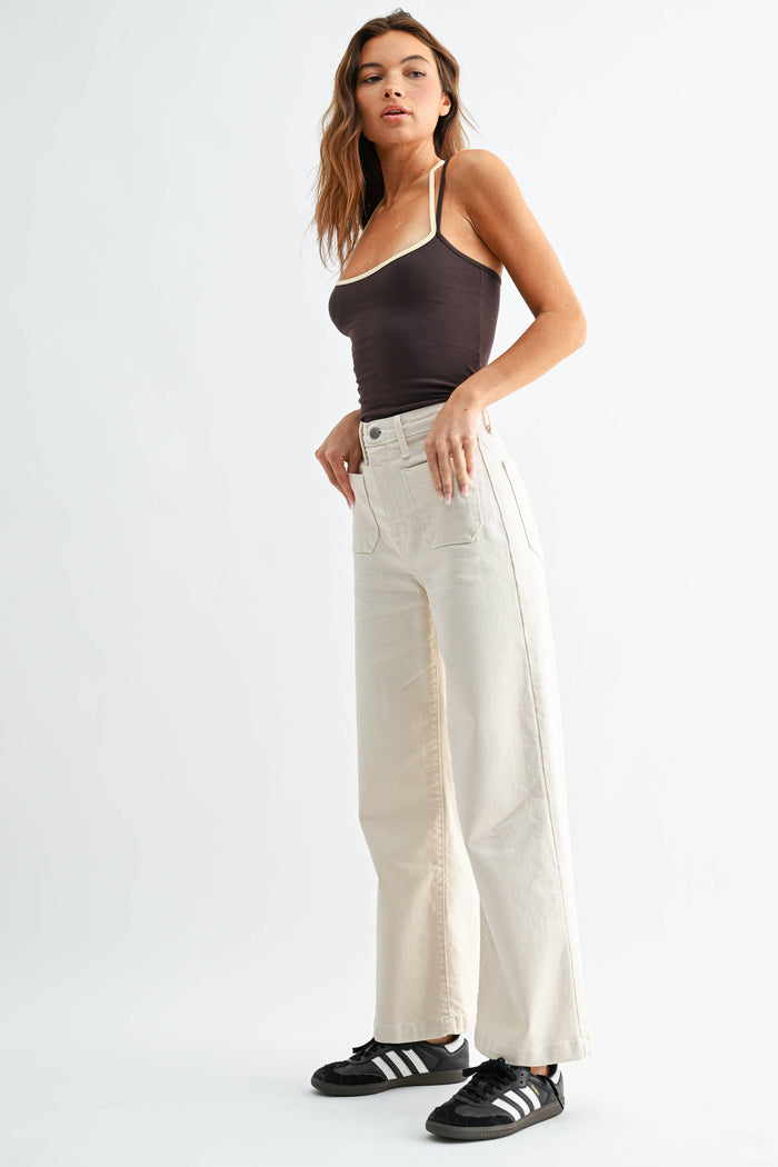Patch Pocket Wide Leg - BP433J - Cream