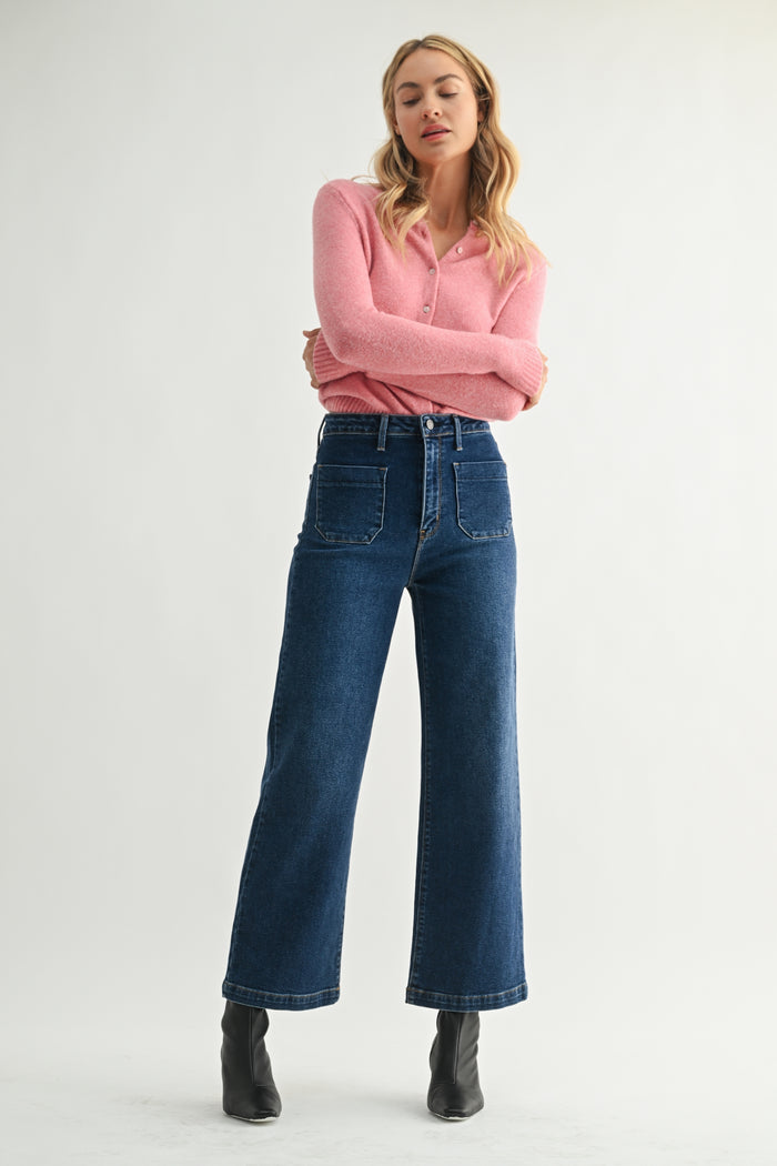 Patch Pocket Wide Leg BP433J - Dark Denim