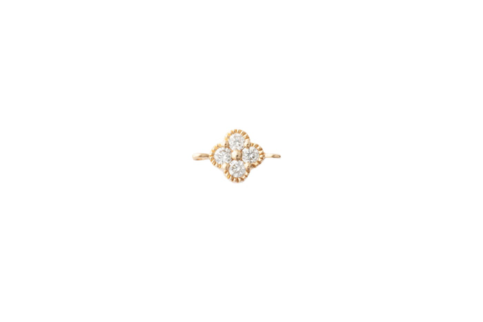 Pavé Clover Connector, 14k Solid Yellow Gold