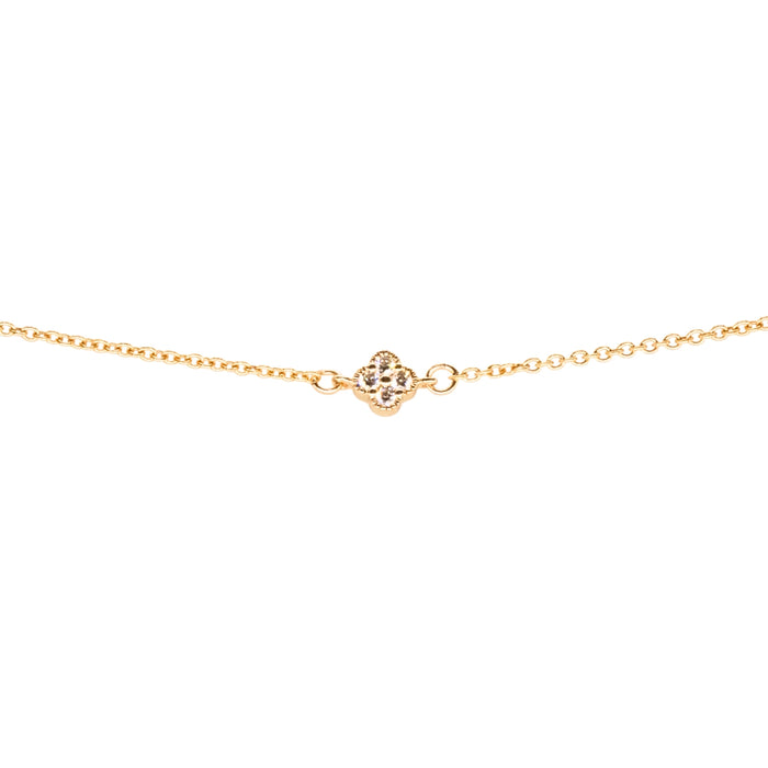 Pavé Clover Connector, 14k Solid Yellow Gold