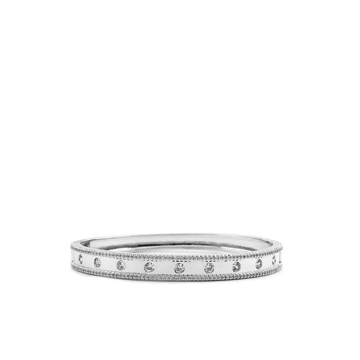 Pavé Edge CZ Bangle in Silver - Madison's Niche