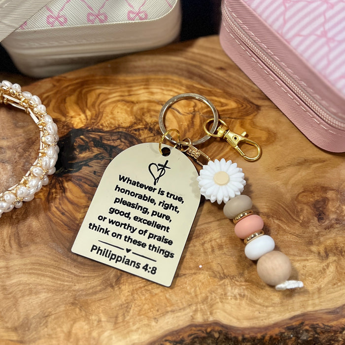 Philippians 4:8 Keychain