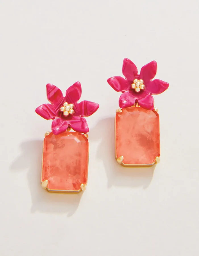 Pink Blooming Gem Earrings - Madison's Niche