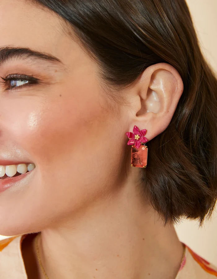 Pink Blooming Gem Earrings - Madison's Niche