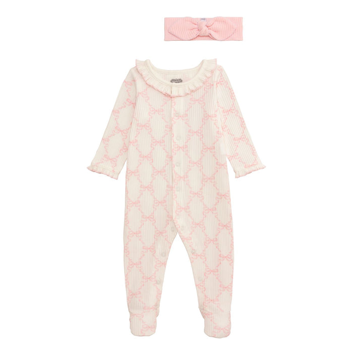 Pink Bow Print Baby Sleeper - Madison's Niche