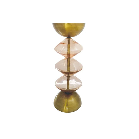 Pink Glass Pillar Holder - Madison's Niche