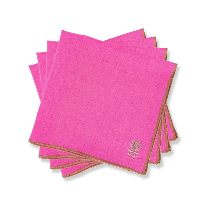 Pink + Khaki Icon Linen Napkin